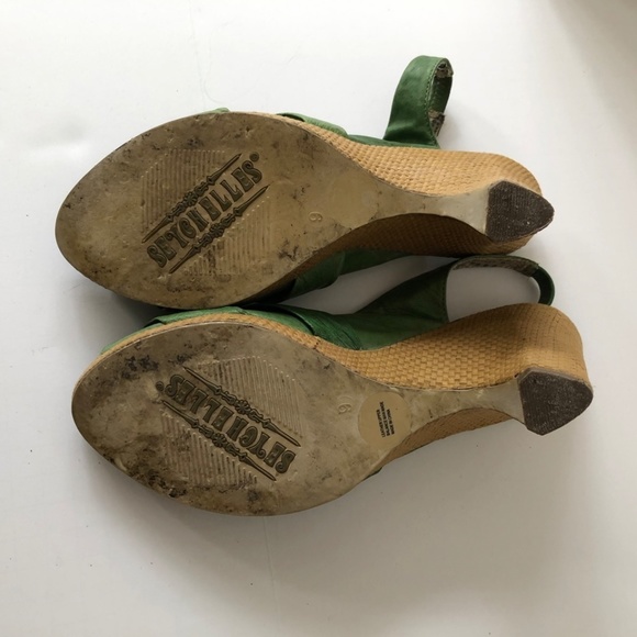 Seychelles - green leather - wedge - open toe - size 9 - Picture 6 of 6